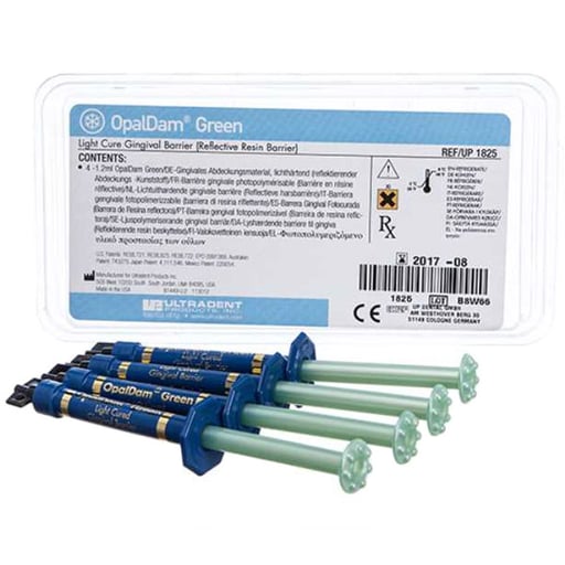 Ultradent OpalDam Green Liquid Gingival Dam, 4 x 1.2mL Syringes Ultradent OpalDam Green Liquid Gingival Dam, 4 x 1.2mL Syringes